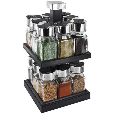 Carrousel à épices carré tournant pots 10 cl (16 pots)
