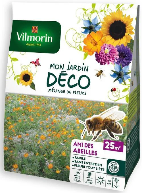 Extérieur pratique:Mélange de fleurs Ami des abeilles Vilmorin - graines à semer pour 25 m² de surface