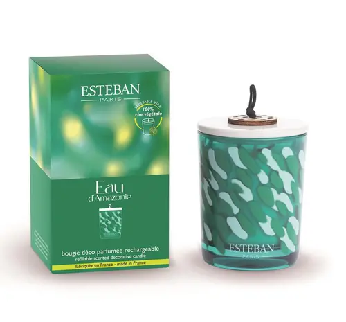 Utile pour l’extérieur:Bougie parfumée déco verte Esteban senteur Eau d’Amazonie - 180 g