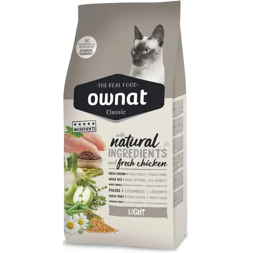 Pour compléter votre jardin:Croquette pour chat adulte Classic Light Cat Ownat- 1,5 kg