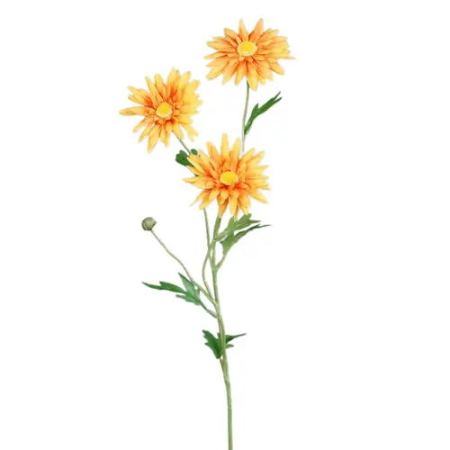 Pour donner du style au jardin:Tige de marguerite artificielle orange à 3 fleurs - 58 cm