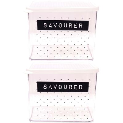 Boîte de conservation transparente à messages couvercle blanc (Lot de 2)