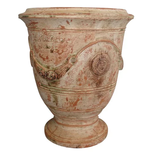 Extérieur plaisir：Vase Anduze patine ancienne en terre cuite émaillée H 38 x Ø 43 cm