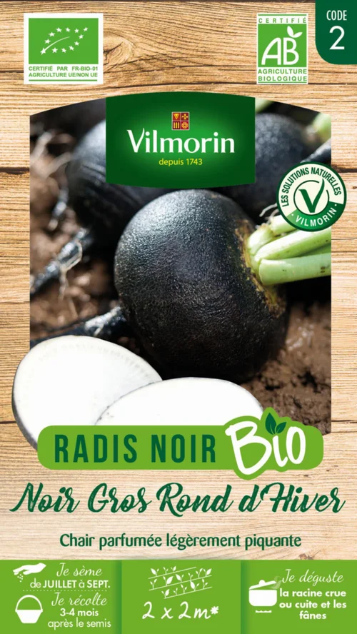 Pour vos extérieurs:Radis Noir Gros Rond d'hiver Bio Vilmorin - graines à semer