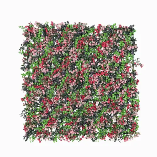 Pour profiter du jardin:Tapis carré végétal mural vert et fleuri avec protection UV - 50 x 50 cm