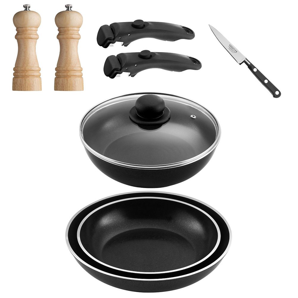 Batterie de cuisine 8 pièces Noir – Arom par Cuisinox