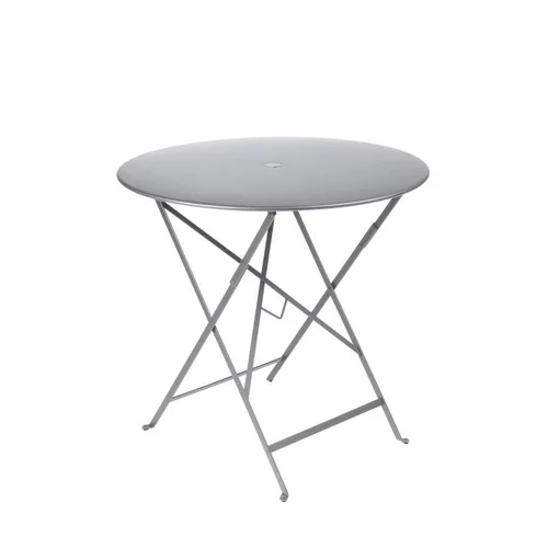 Confort extérieur：Table ronde pliante Bistro Fermob en acier coloris blanc coton Ø 77 cm