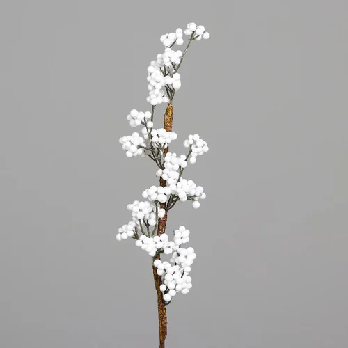Pour votre jardin：Branche artificielle de baies blanches – 70 cm