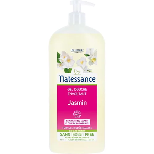Pour vos projets jardin：Gel douche Jasmin Flacon pompe 1 L blanc