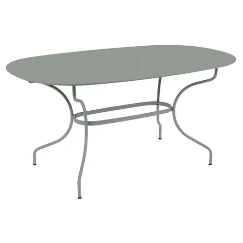 Utile au jardin：Table ovale Opera + coloris gris en acier Fermob - 160 x 90 cm