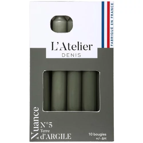 Vie au jardin：Bougie de ménage 17 cm gris argile L’Atelier de Denis - Le pack de 4