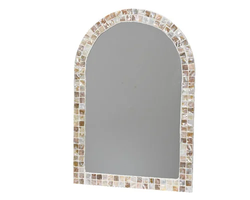 Pour tous les jardins:Miroir en verre et capiz blanc - 34,5 x 50 cm