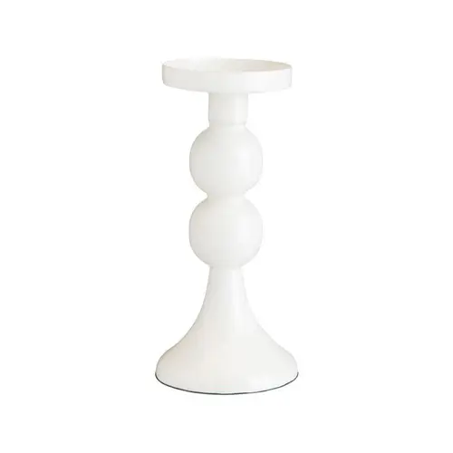 Vie au jardin：Chandelier à 2 ronds en métal blanc - Ø 8 x H 19 cm