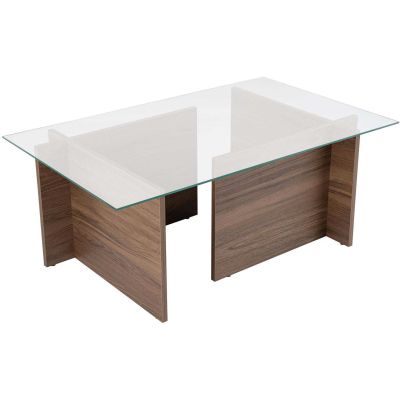 Table basse en verre et aggloméré Vetrino (Noyer)