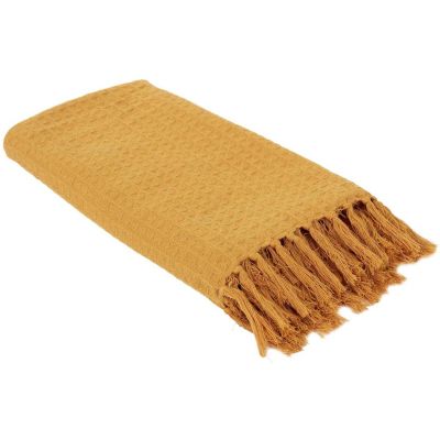 Jeté de canapé gaufré en coton 130 x 160 cm (Ocre)