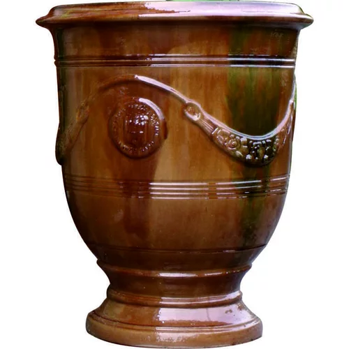 Bien au jardin：Vase Anduze tradition flammé en terre cuite émaillée H 80 x Ø 66 cm