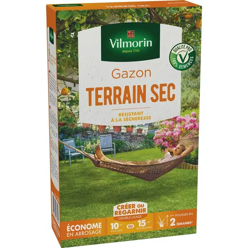 Jardin inspiration：Graines de gazon à semer terrain sec Vilmorin - en étui de 250 g