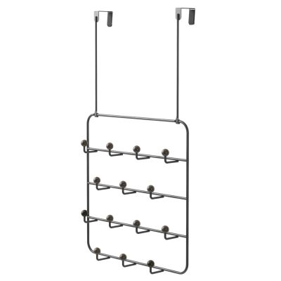 Patère 14 crochets fixation murale ou dessus de porte Estique (Noir)