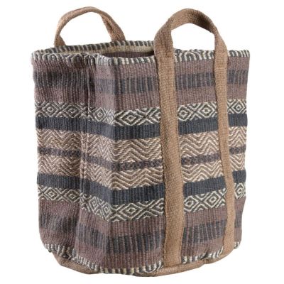 Corbeille en toile de jute épaisse Afriqua (Beige et taupe)