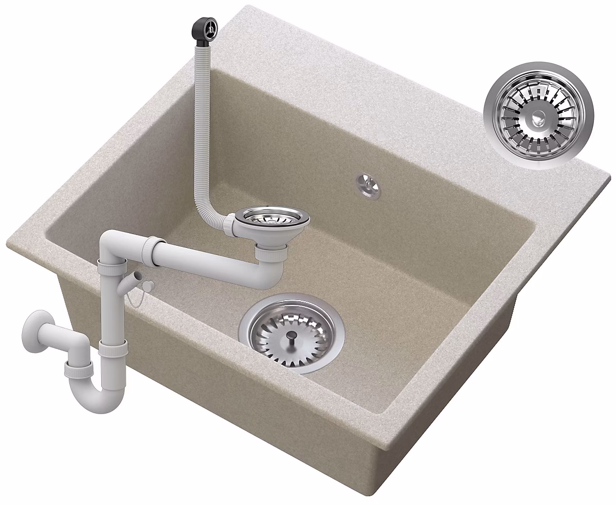 Évier en Granit Granitan Milos avec Siphon – 1 Pièce