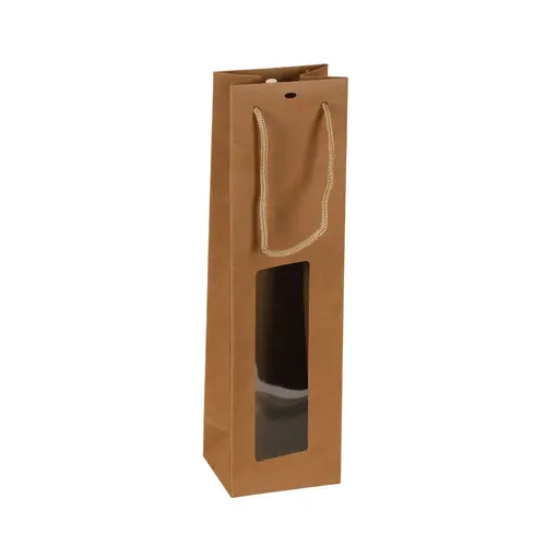 Facile à intégrer à l’extérieur：Sac de rangement pour bouteille coloris marron en papier kraft Atlanta - 11 x 9 x 39 cm