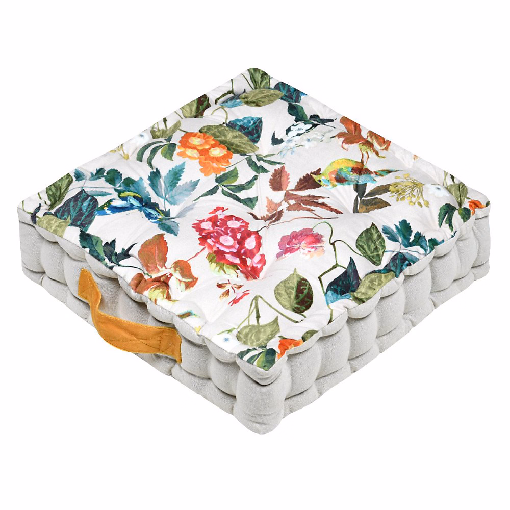 Coussin de sol imprimé à fleurs 45 × 45 × 10cm