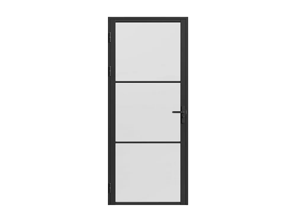 Bloc porte réversible en aluminium et verre trempé dépoli – H204 x L83 cm | Noir | MASERU
