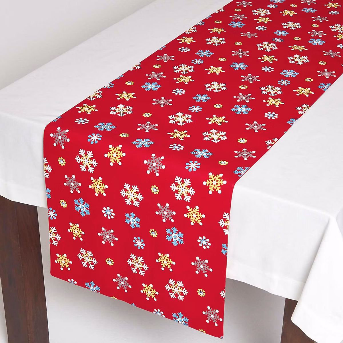Chemin de table flocons de neige rouge – HOMESCAPES
