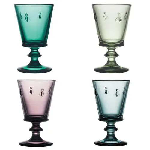 Idée nature：Coffret de 4 verres à pied en verre couleur Abeille - 24 cl