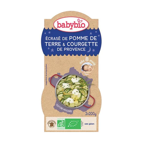 Une idée pour le jardin：Écrasé de pomme de terre et courgette bonne nuit Babybio 2 x 200 g