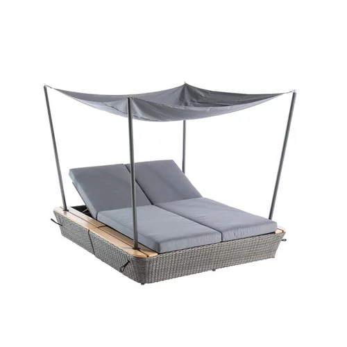 Pour personnaliser vos extérieurs:Lit double en aluminium, résine tressée et toile Islo - 200 x 180 x 170 cm