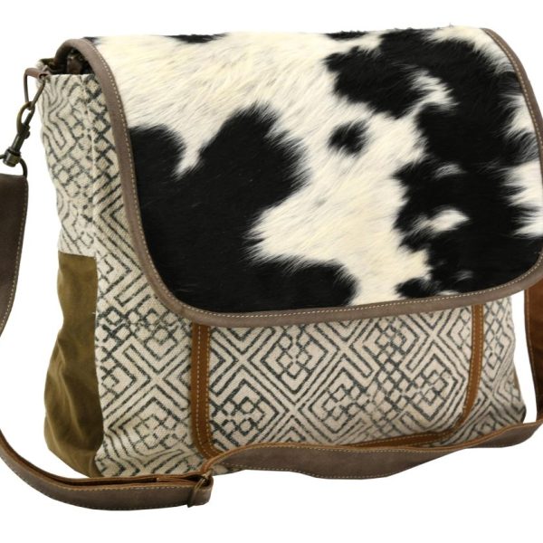 Sac à bandoulière en coton et peau de vache