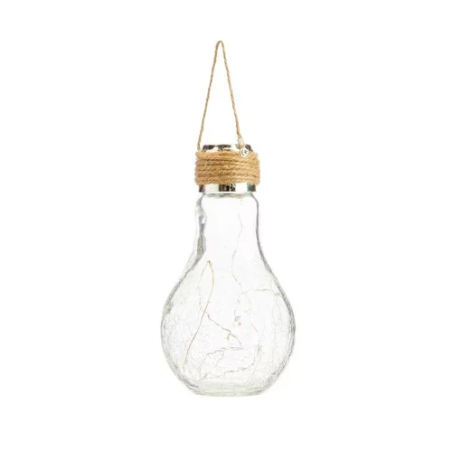Espace vert facile：Suspension solaire Happy verre craquelé à 8 mini LED blanc chaud 17 cm