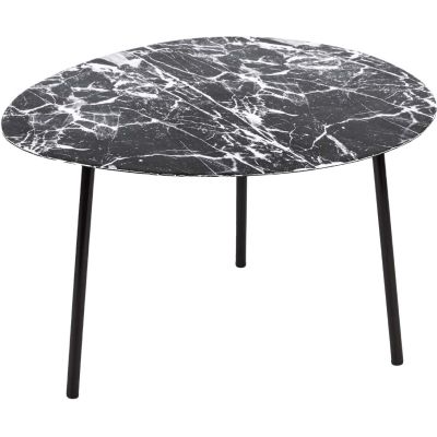 Table basse en métal imitation marbre Ovoid 58 x 51 cm (Noir)