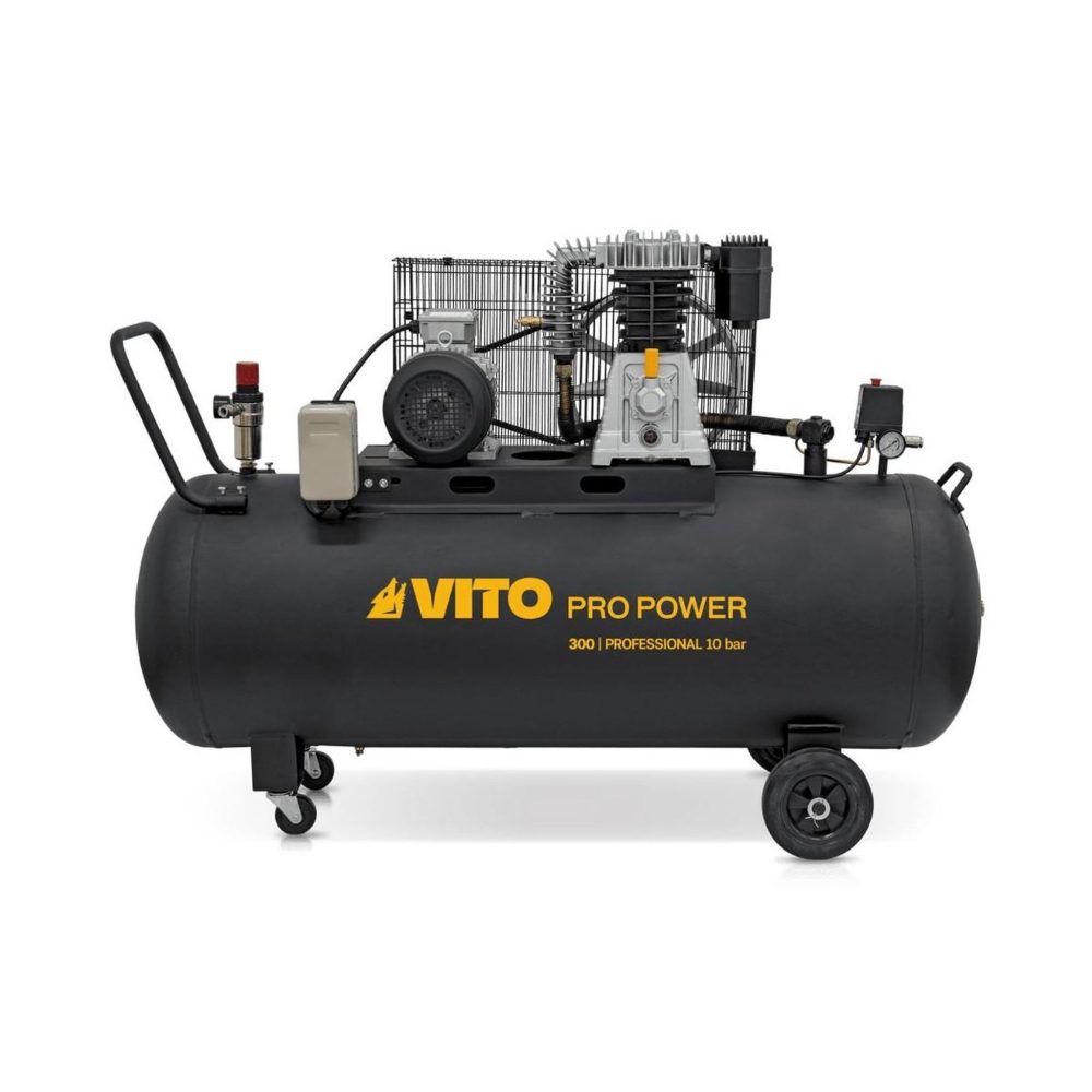 VITO Pro-Power Compresseur d'air à courroie 300l 10 bar 4000w 5.5cv 380v 500l/min. Vito