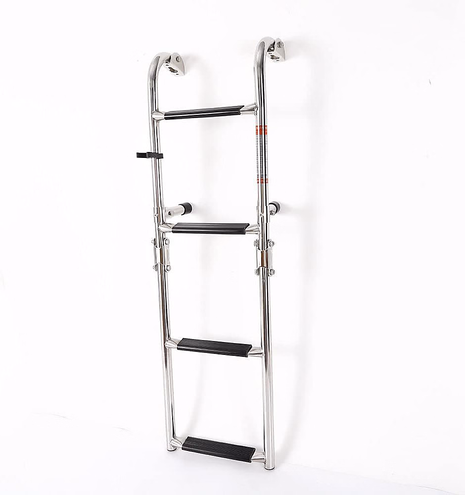 Accessoire de piscine – Echelle de Piscine en Inox Pliante à 4 Marches avec Pedales Antiderapantes