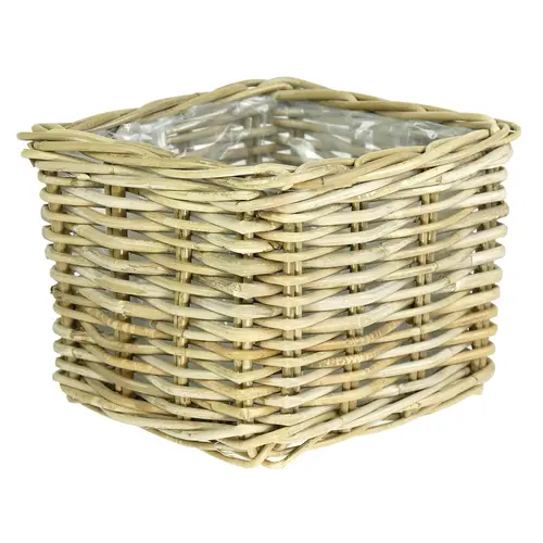 Jardin confort plus：Pot carré en vannerie Buku carré naturel grand modèle - 37 x 37 x 30 cm