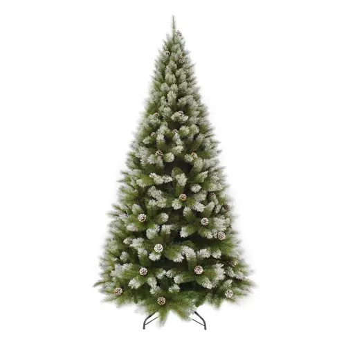 Solution utile:Sapin de Noël artificiel coloris vert givré avec pommes de pin Pittsburgh - 155 cm