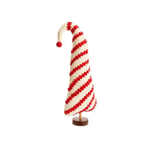 Jardin et plaisir：Sapin haut à poser en feutrine rouge et blanc - 9,5 x 2,5 x 23 cm
