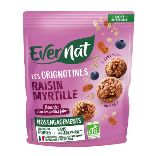 Utile jardin：Encas bio Evernat Les Grignotines raisin et myrtille - 120 g