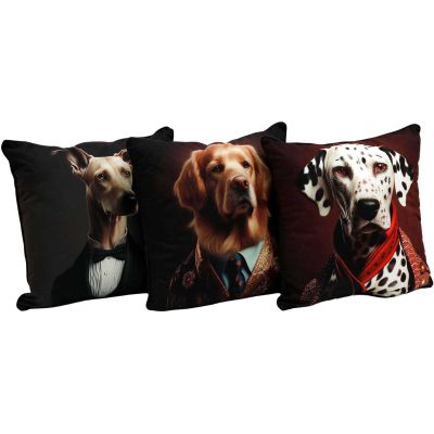 Coussin en polyester imprimé animaux 45 x 45 cm (Lot de 3) (Imprimé chiens)