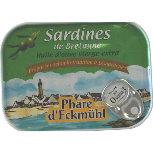 Univers extérieur：Sardines eckmuhl à l’huile d’olive vierge extra en boite de 135 g