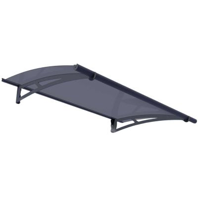 Marquise de porte en aluminim gris et polycarbonate teinté gris Aquila (150.5 x 91.5 cm)