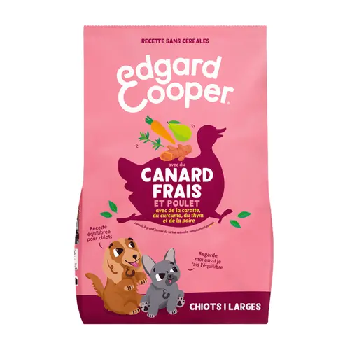 Choix malin：Croquettes pour chiot au canard et au poulet sans céréales Edgard & Cooper - 7 kg