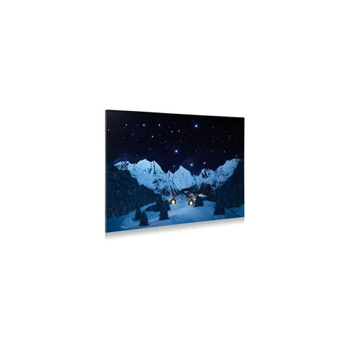 Spécial jardin：Arrière-plan Led- Fibre Optique Paysage de Montagne Nuit 76x56 cm Bleu