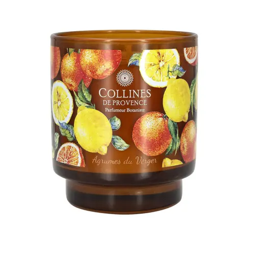 Jardin qualité:Bougie parfumée en verre décoré senteur Agrumes du Verger Collines de Provence – 220 g