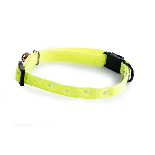 Côté jardin：Collier Argent pour chat jaune motif pattes