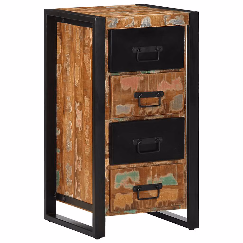 Armoire à tiroir multicolore 40 × 40 × 90 cm bois de récupération vidaXL