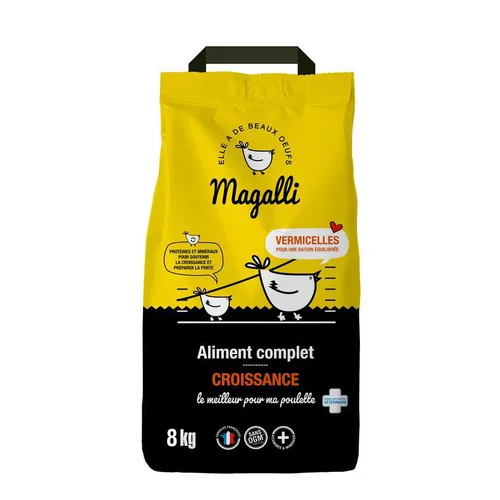 Bien au jardin：Aliment complet de croissance pour volaille en sac jaune de 8 kg