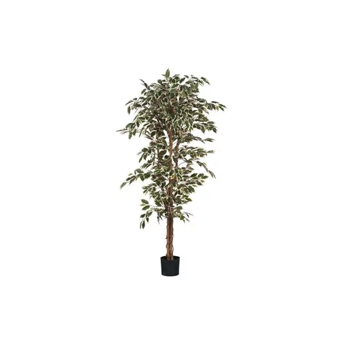 Pour tous les jardins:Ficus Hawaii vert panaché artificiel en pot plastique H 180 x Ø 90 cm